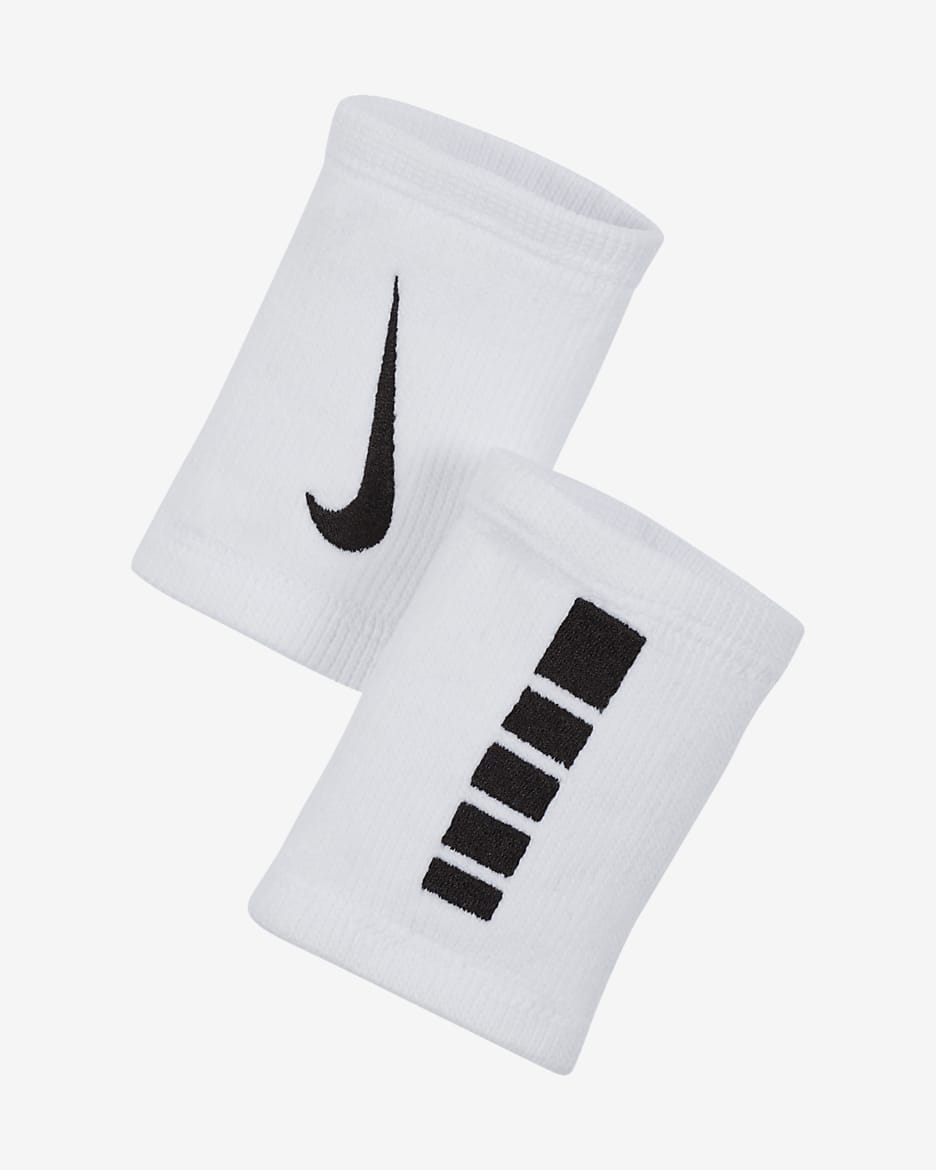 Nike Elite Doublewide Wristbands (2-Pack) - White/Black