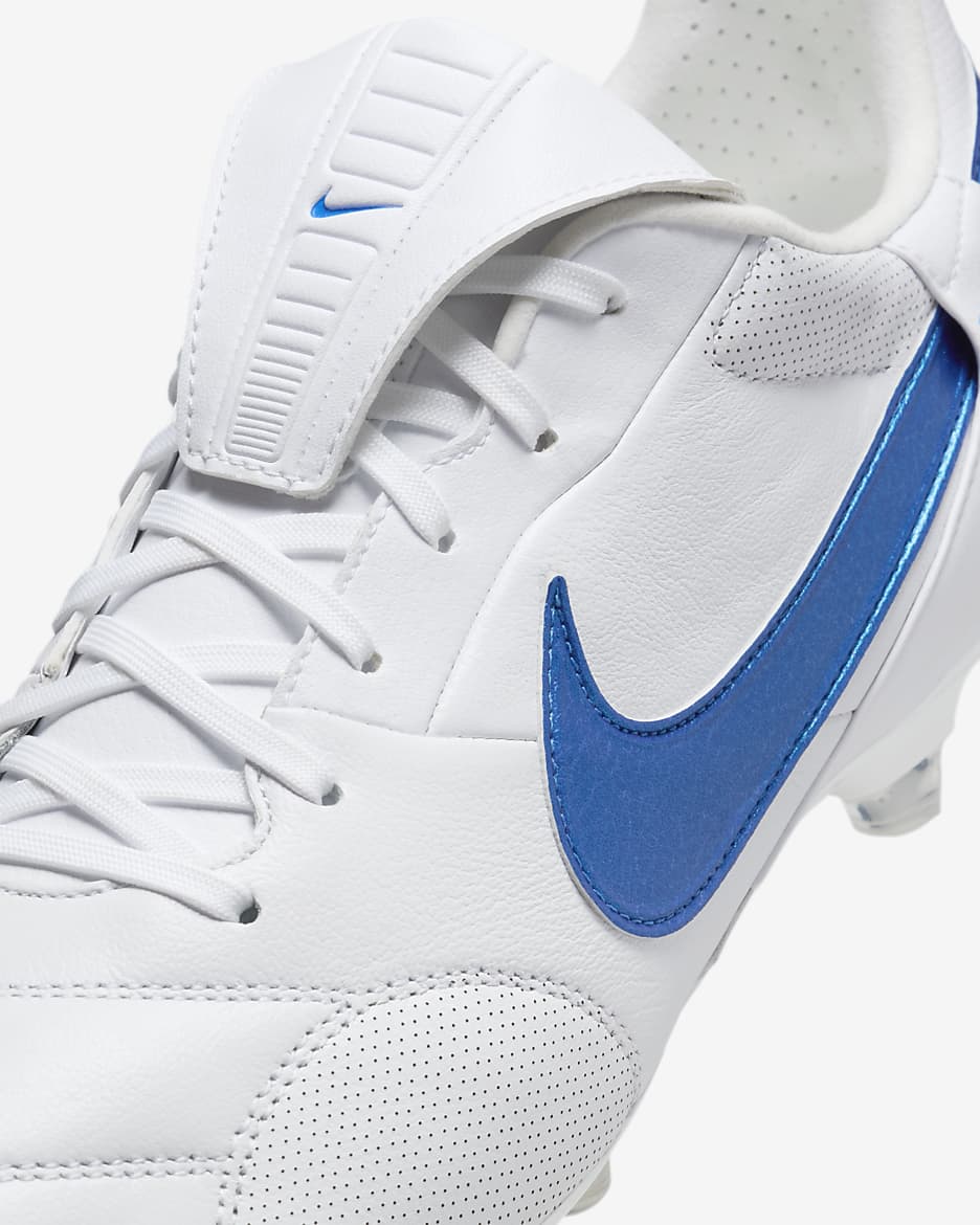 Nike Premier 3 FG Low-Top Football Boot - White/Signal Blue