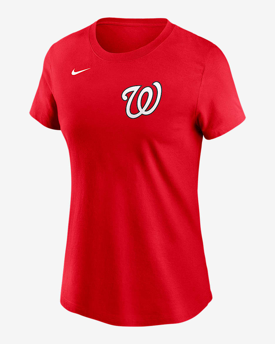 Playera Nike de la MLB para mujer Dylan Crews Washington Nationals Fuse - Rojo