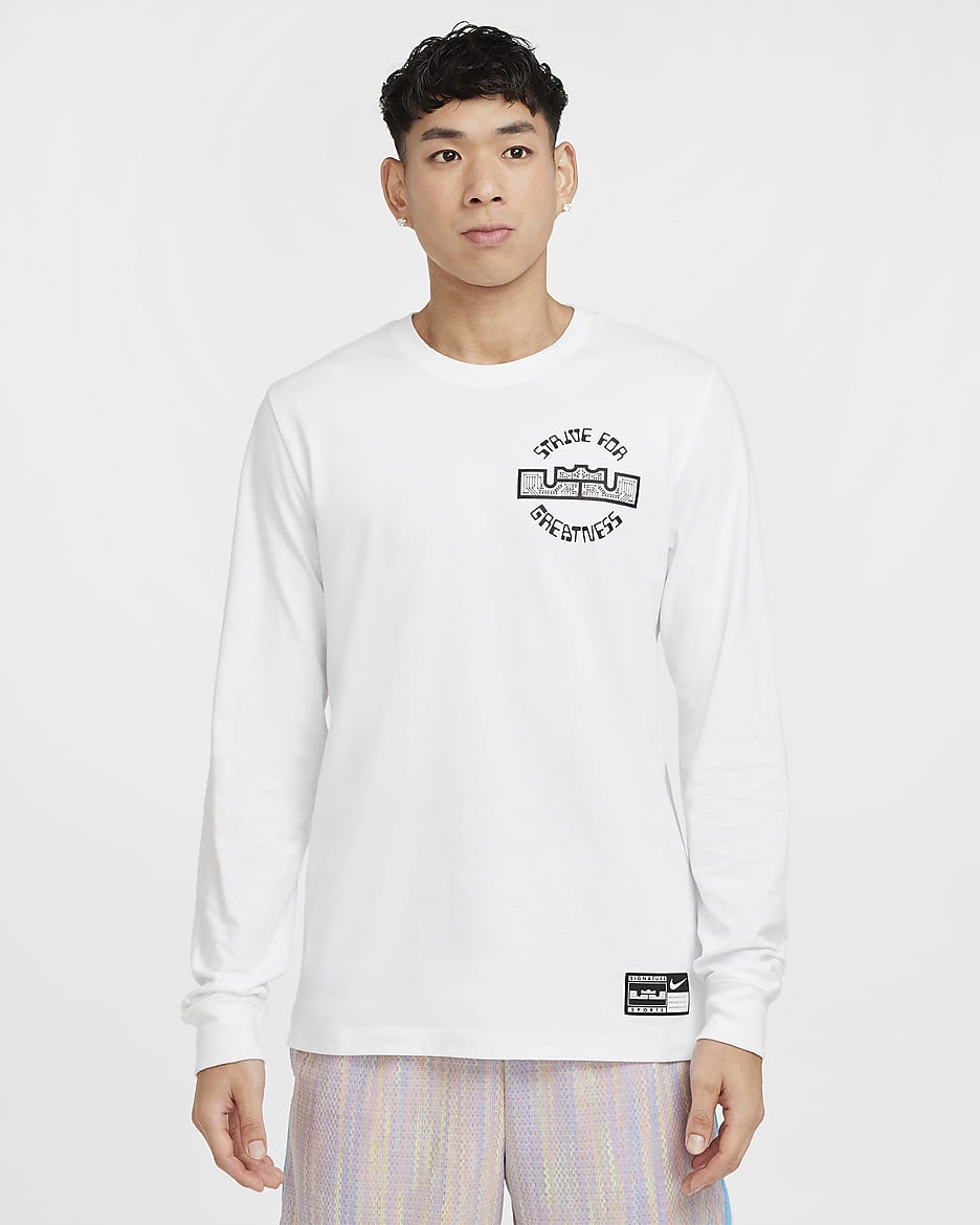 Playera de básquetbol de manga larga Max90 para hombre LeBron - Blanco