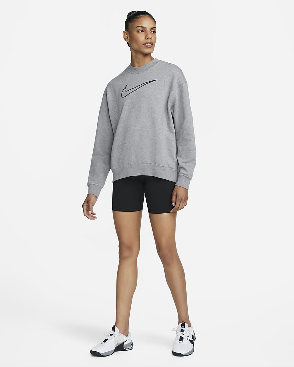 Nike Dri-FIT Get Fit Women's Graphic Crewneck Sweatshirt - Carbon Heather/Black