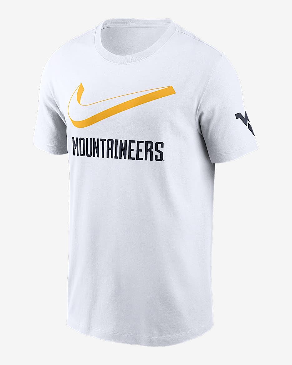 West Virginia Primetime Campus 2-Hit Swoosh Men's Nike College T-Shirt - White