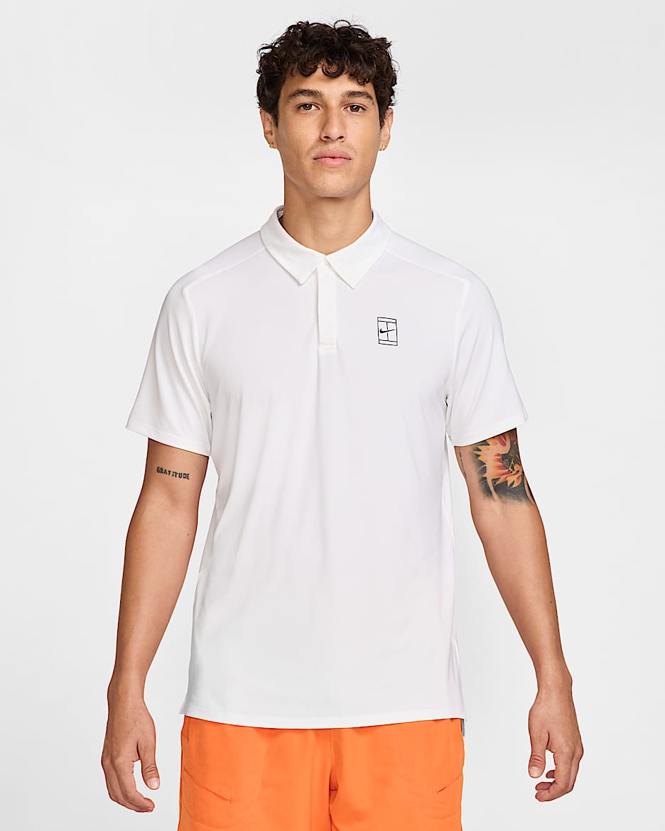 Polo de tennis Dri-FIT NikeCourt Advantage pour homme - Blanc/Blanc/Noir