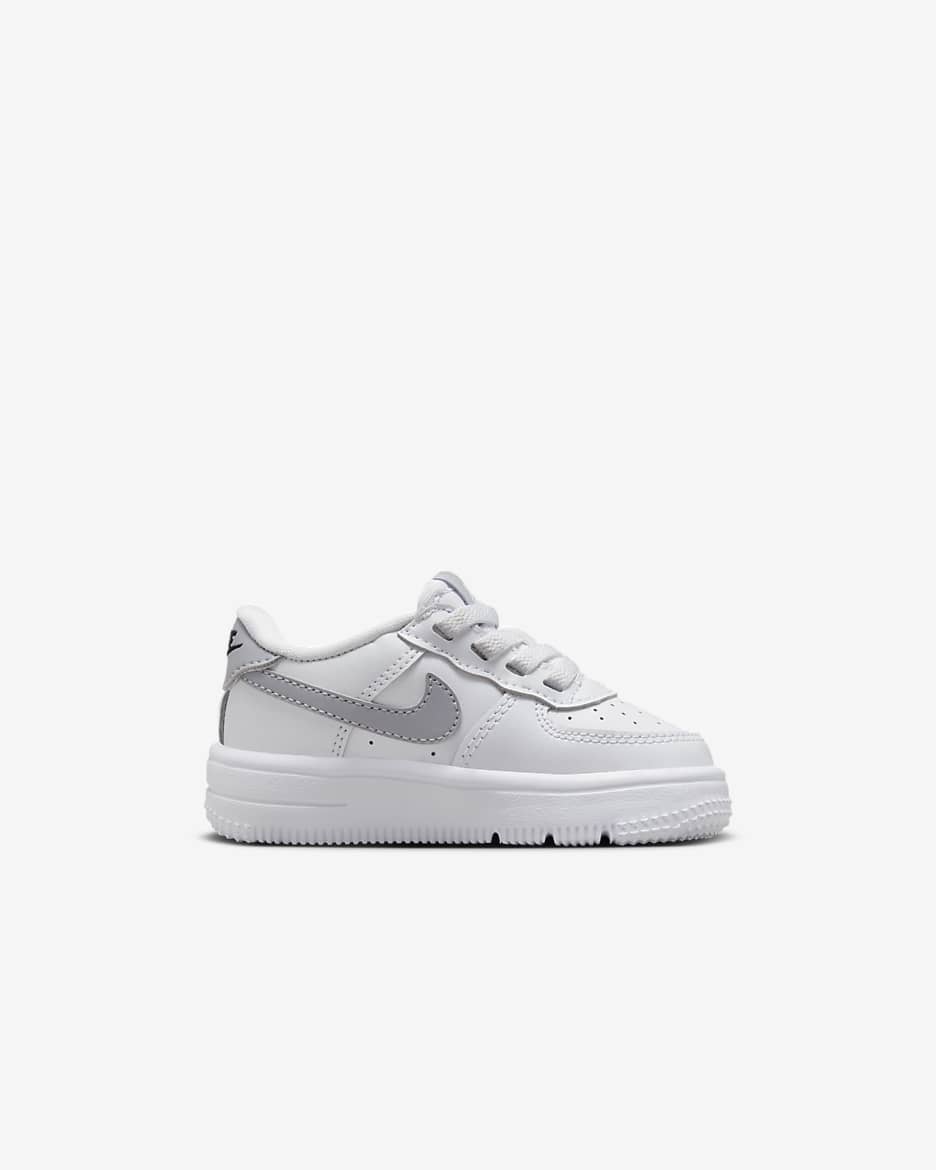 Buty dla niemowląt i maluchów Nike Force 1 Low EasyOn - Biel/Czerń/Wolf Grey