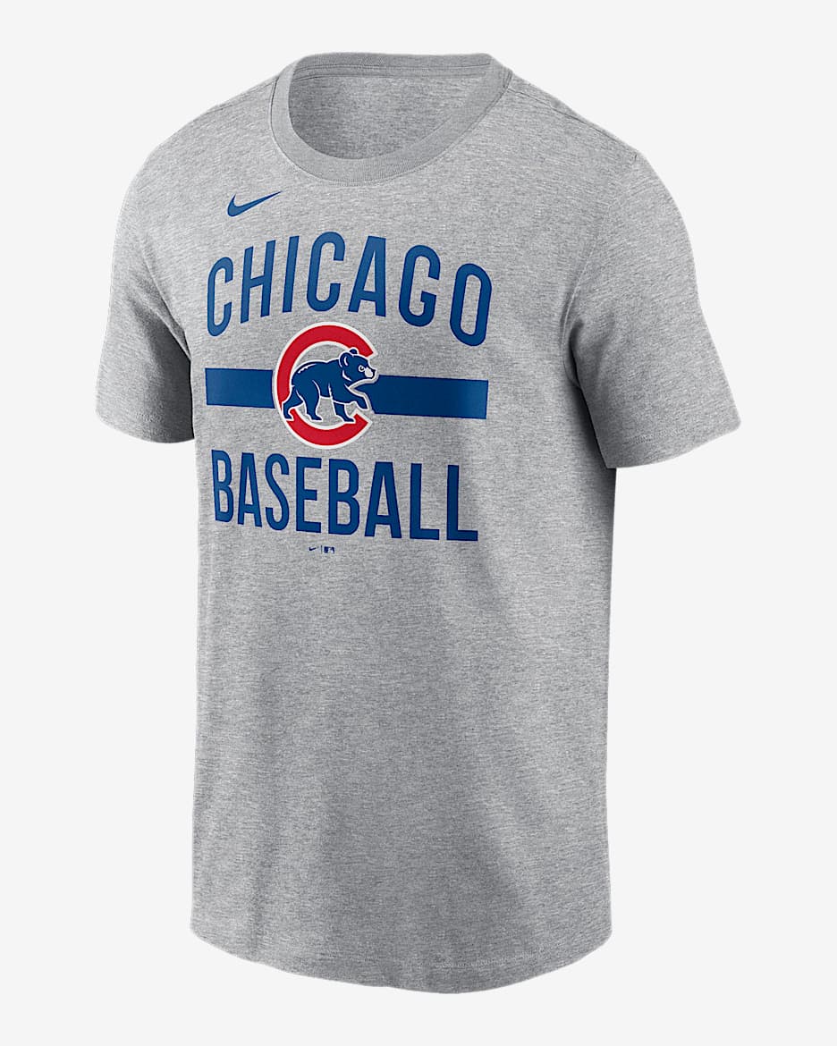 Playera Nike de la MLB para hombre Chicago Cubs Arched - Gris oscuro jaspeado