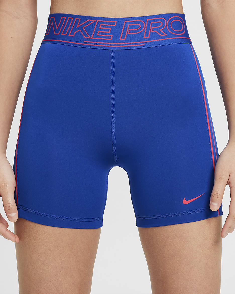 Nike Pro Girls' Dri-FIT 3" Shorts - Game Royal/Aster Pink/Aster Pink