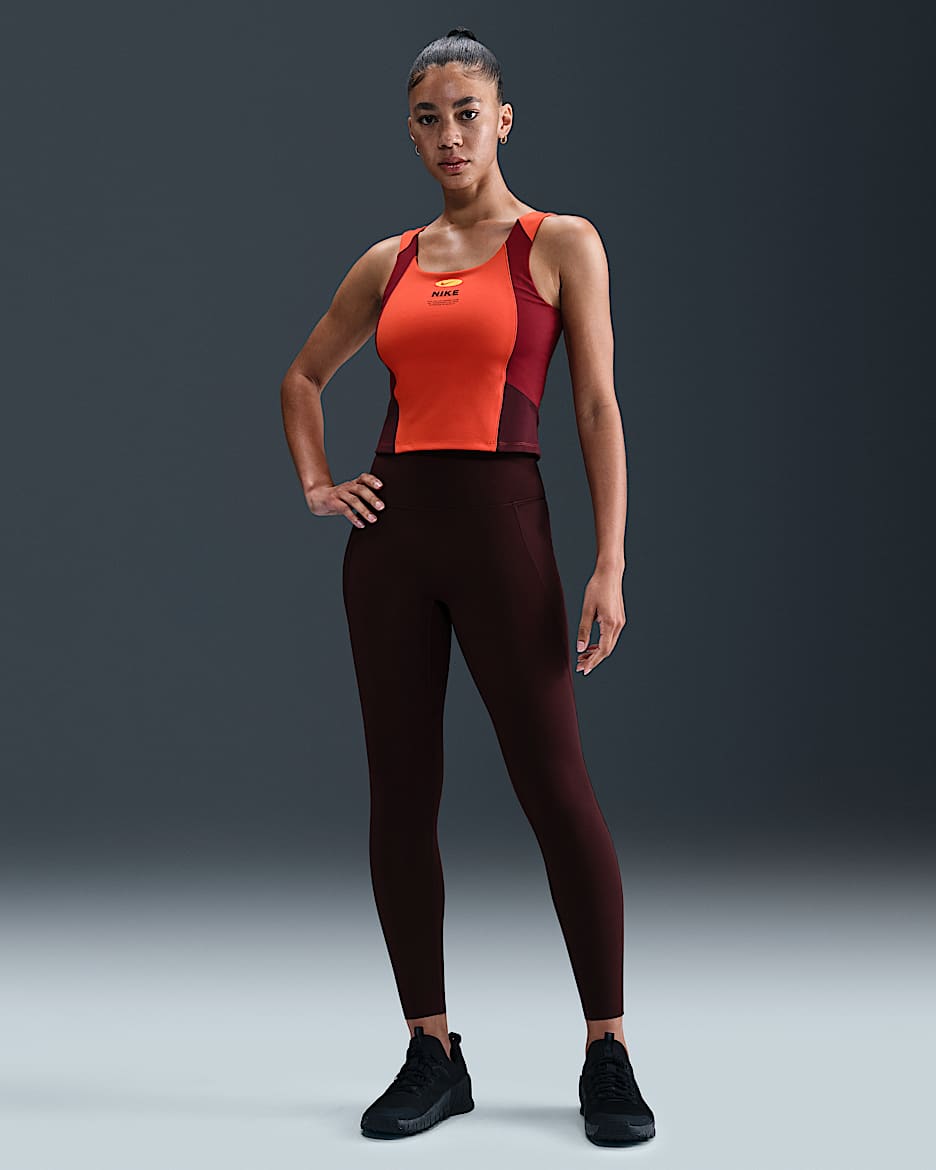 Nike Universa Women's High-Waisted 7/8 Leggings with No Front Seam - Burgundy Crush/Burgundy Crush/Burgundy Ash