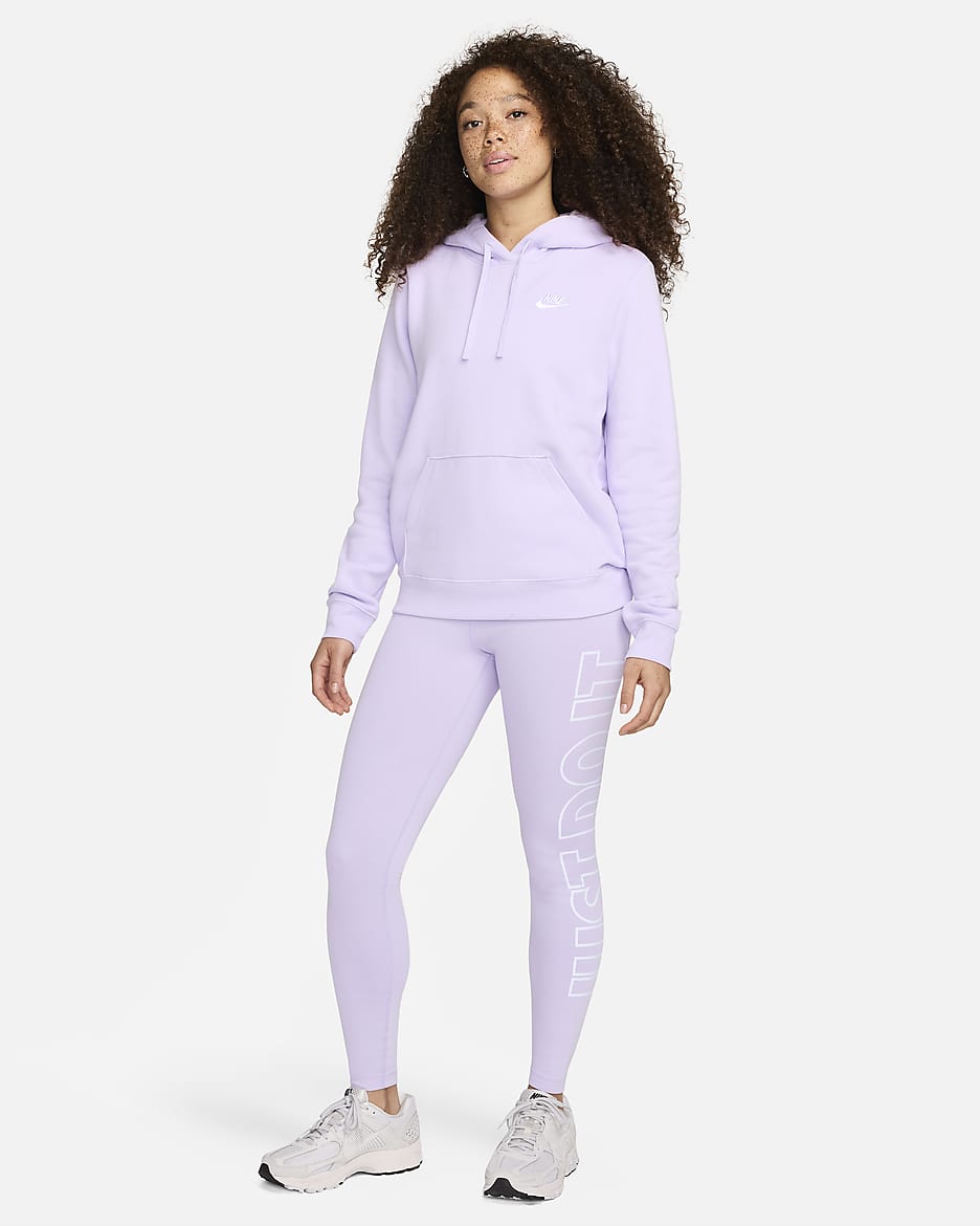 Leggings de tiro alto con gráficos para mujer Nike Sportswear Classics - Bruma violeta/Blanco