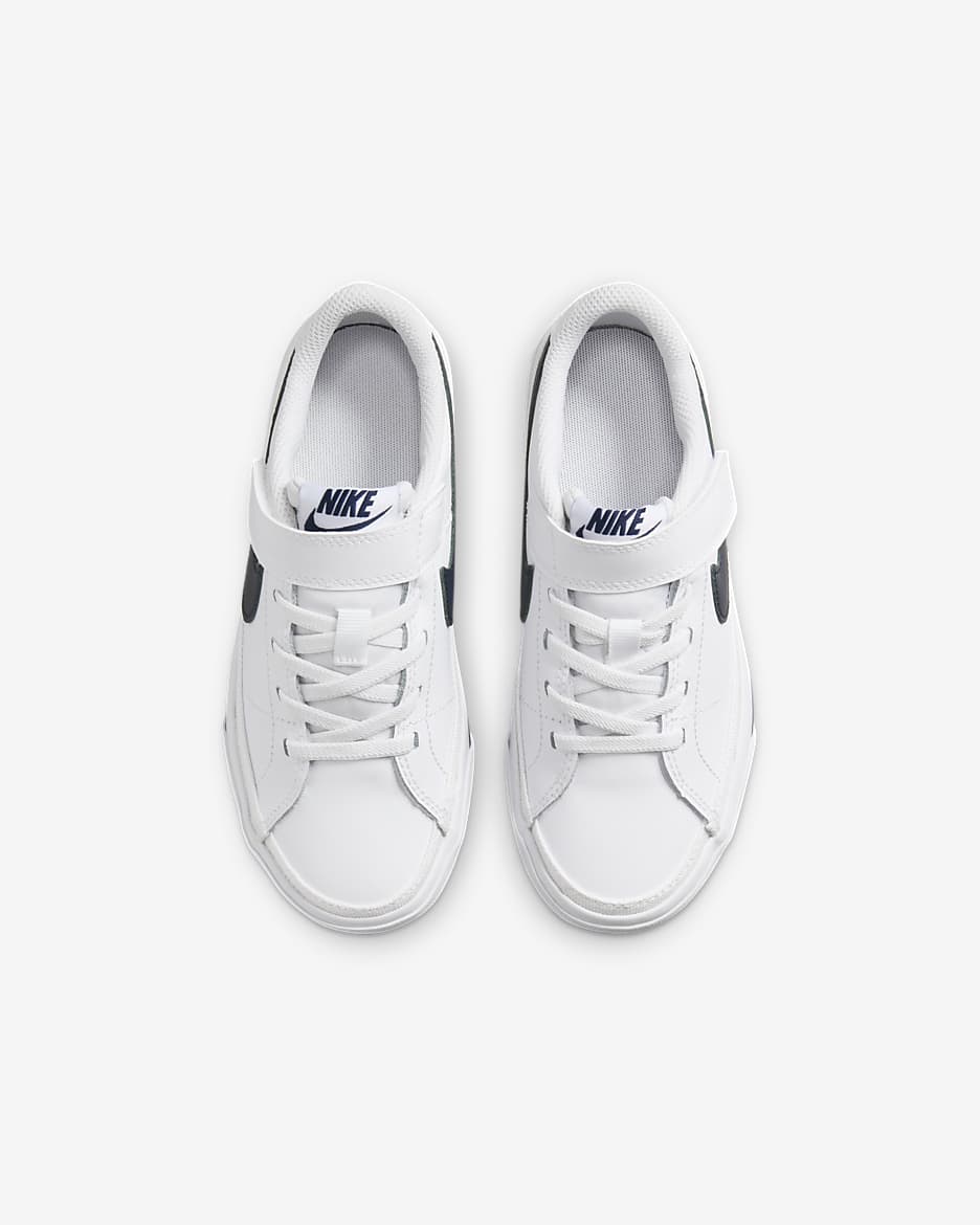 NikeCourt Legacy Younger Kids' Shoes - White/Midnight Navy