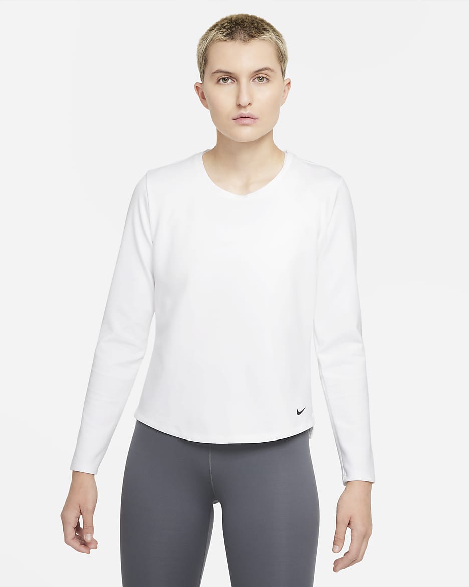 Prenda para la parte superior de manga larga para mujer Nike Therma-FIT One - Blanco/Negro