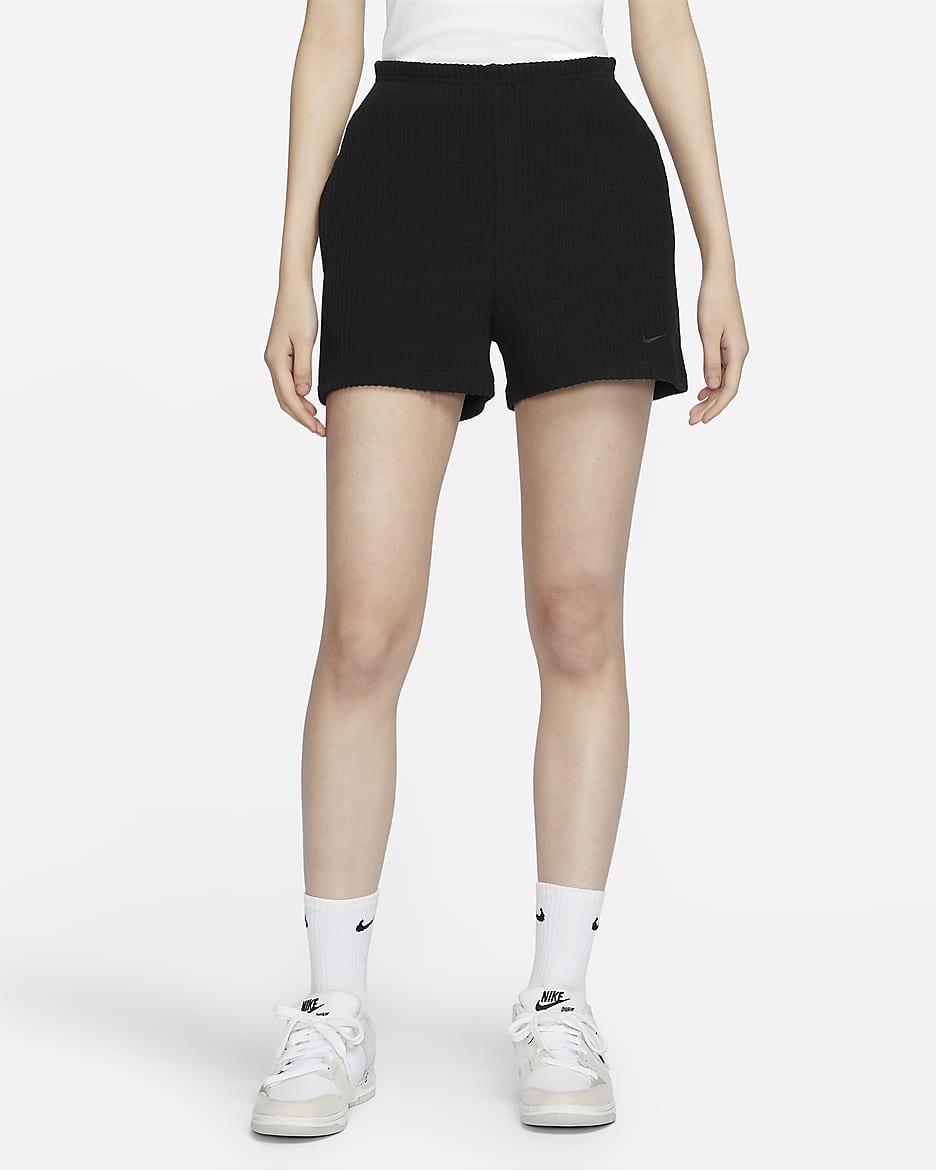 Nike Sportswear Chill Rib Women's High-Waisted Slim 3" Shorts - Black/Black