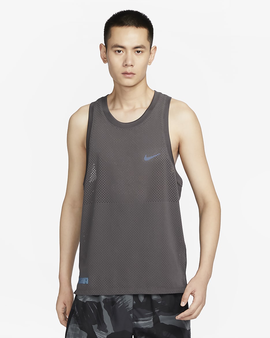 Nike Dri-FIT Run Division Rise 365 Men's Running Tank Top - Medium Ash/Black