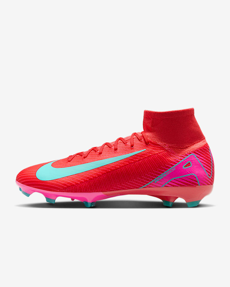 Nike Mercurial Superfly 10 Pro FG High-Top Football Boot - Ember Glow/Aurora Green
