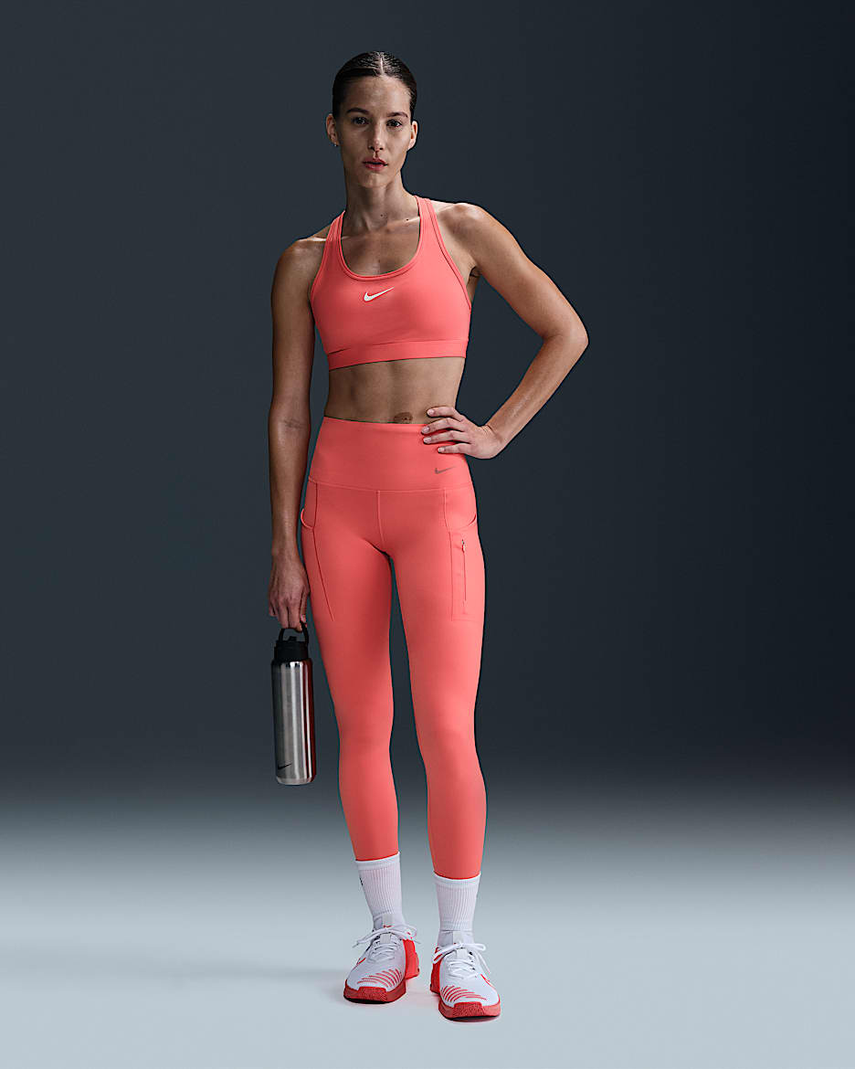 Nike Go Women's Firm-Support High-Waisted Full-Length Leggings with Pockets - Magic Ember/Black