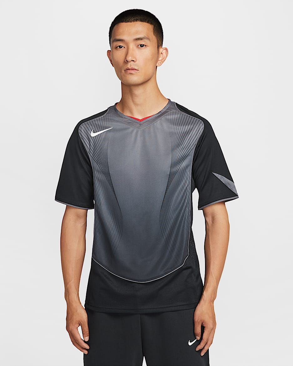ナイキ トータル 90 メンズ Dri-FIT ショートスリーブ サッカーユニフォーム - ブラック/ライトグラファイト/ジムレッド/セイル