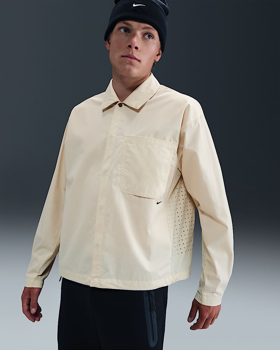 Nike Sportswear Tech Men's Button-Down Top - Light Khaki/Black