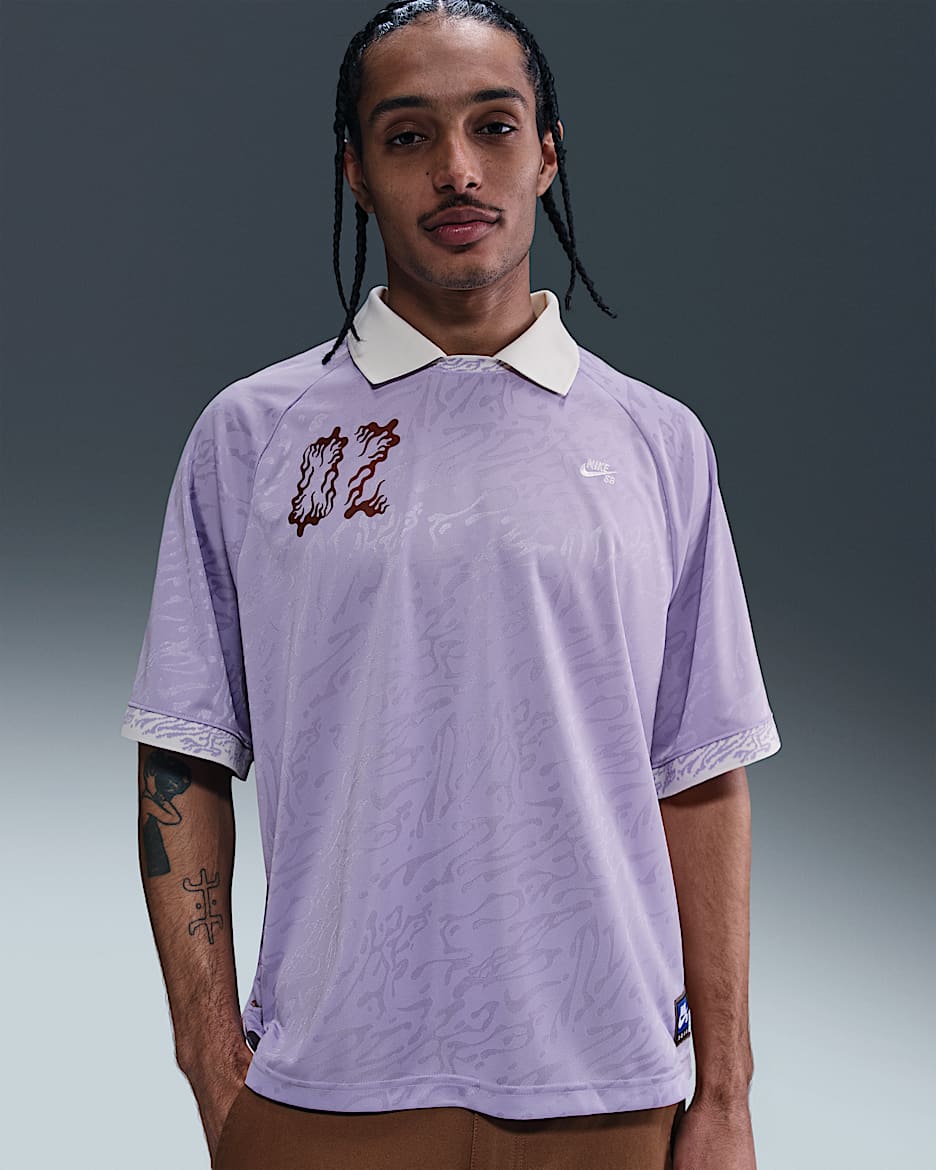 Jersey de skateboarding Dri-FIT de tejido jacquard Nike SB - Hortensias/Vela/Blanco