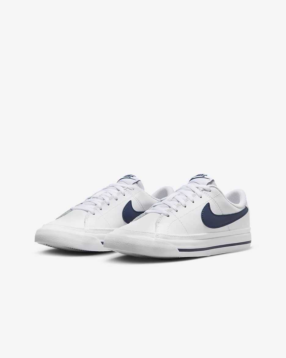 Nike Court Legacy 大童鞋款 - 白色/Midnight Navy