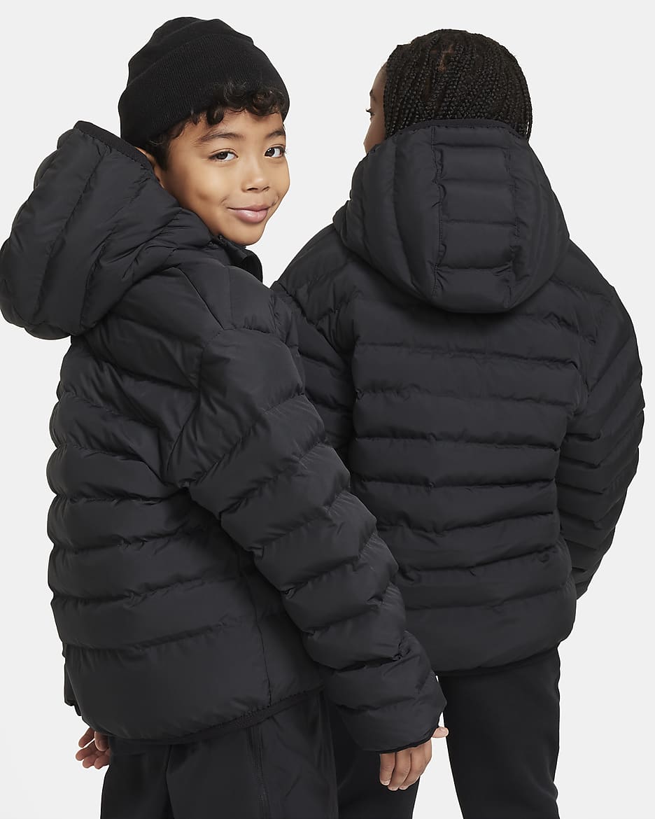 Nike Sportswear Lightweight Synthetic Fill Older Kids' Loose Hooded Jacket - Black/Black/White