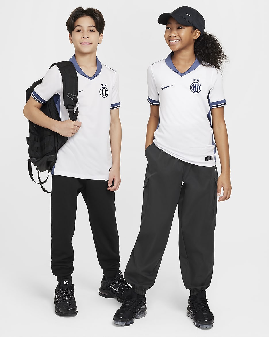 Inter Mailand 2024/25 Stadium Away Nike Dri-FIT Replika-Fußballtrikot (ältere Kinder) - Summit White/Iris Whisper/Summit White/Midnight Navy