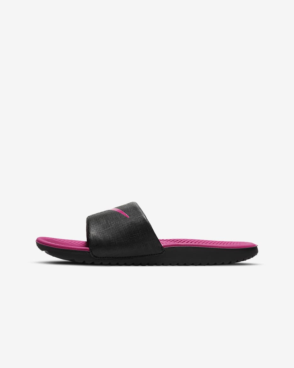 Nike Kawa Slipper kleuters/kids - Zwart/Vivid Pink