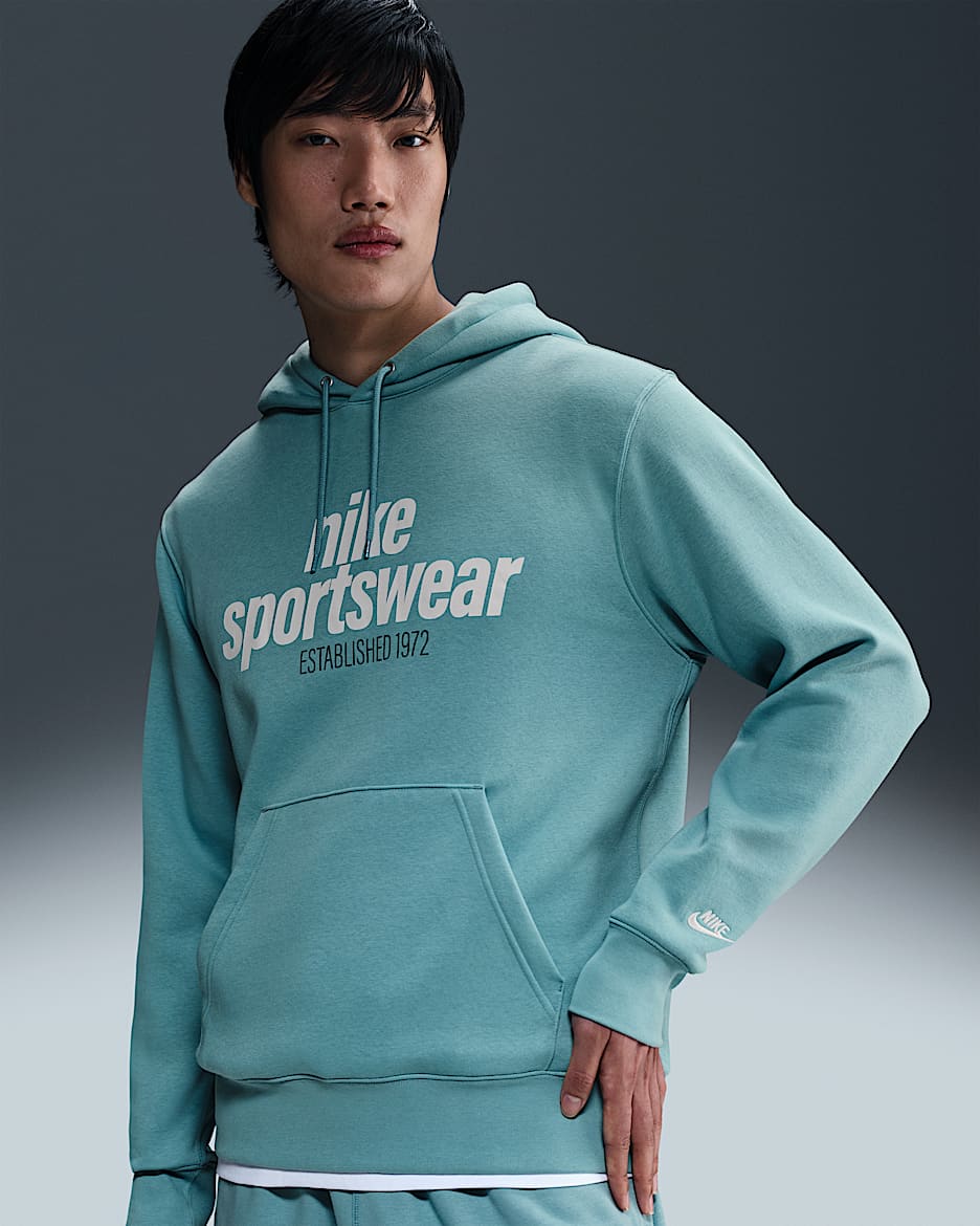 Nike Club Men's Fleece Pullover Hoodie - Denim Turquoise/Denim Turquoise/Photon Dust
