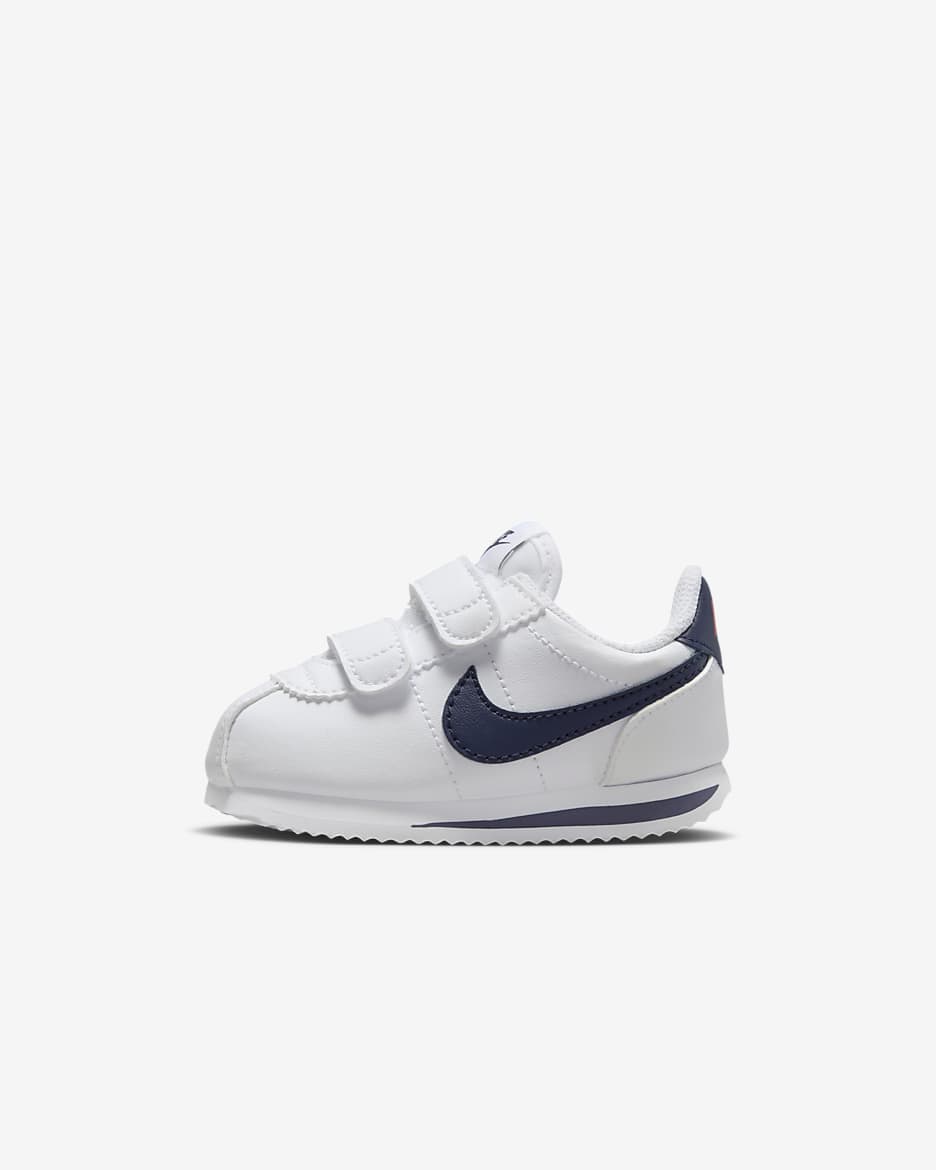 Nike Cortez Basic Baby/Toddler Shoes - White/Habanero Red/Metal Silver/Neutral Indigo