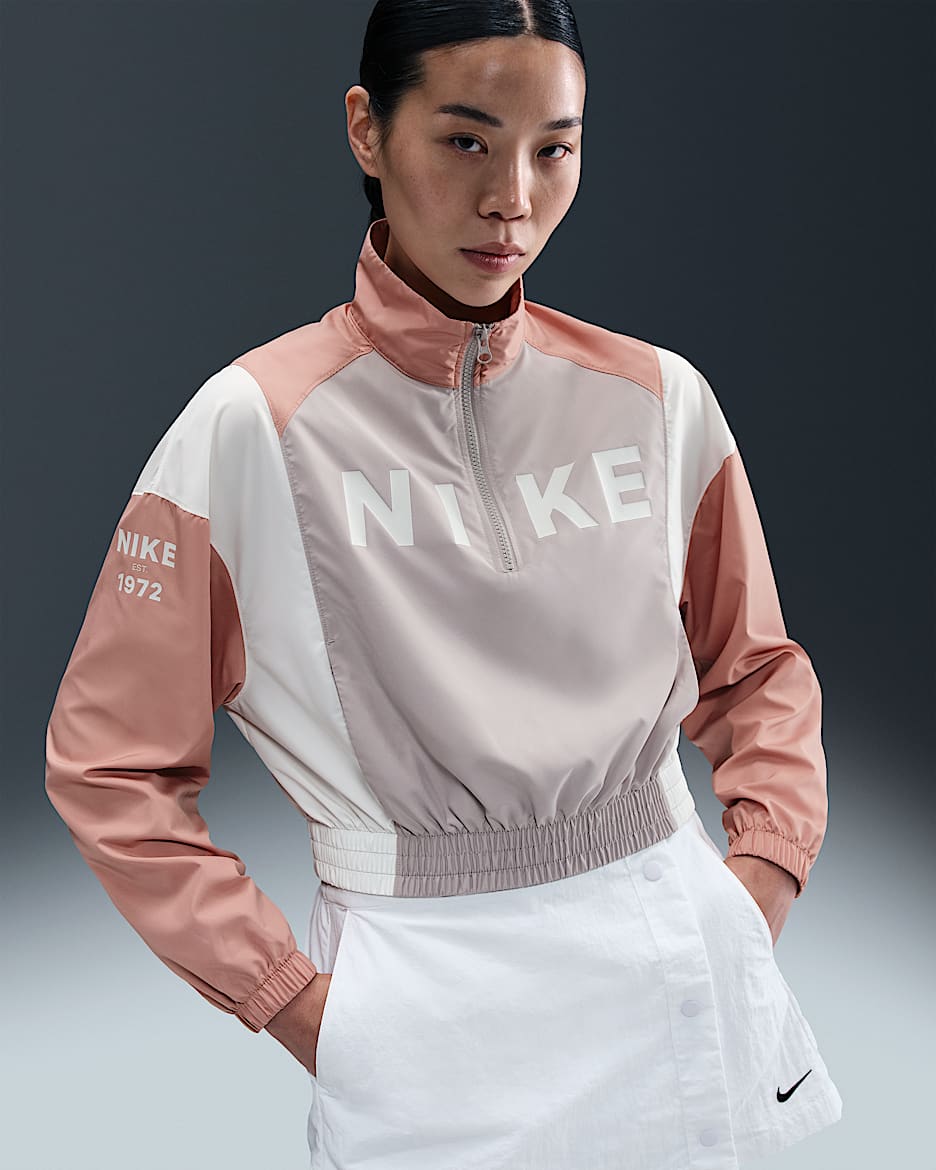 나이키 스포츠웨어 여성 우븐 경량 쿼터집 재킷 - 칼리지 그레이/로즈 골드/세일