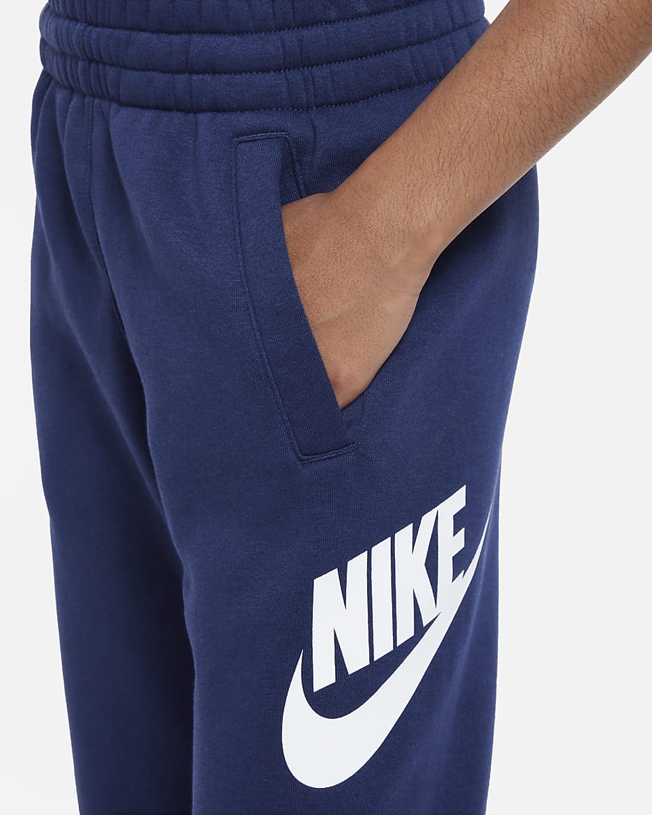 Joggers para niños talla grande Nike Club Fleece - Azul marino medianoche/Blanco