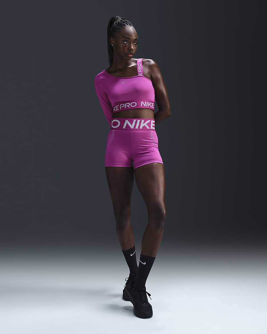 Nike Pro Sculpt magas derekú, 8 cm-es, kerékpáros női rövidnadrág - Hot Fuchsia