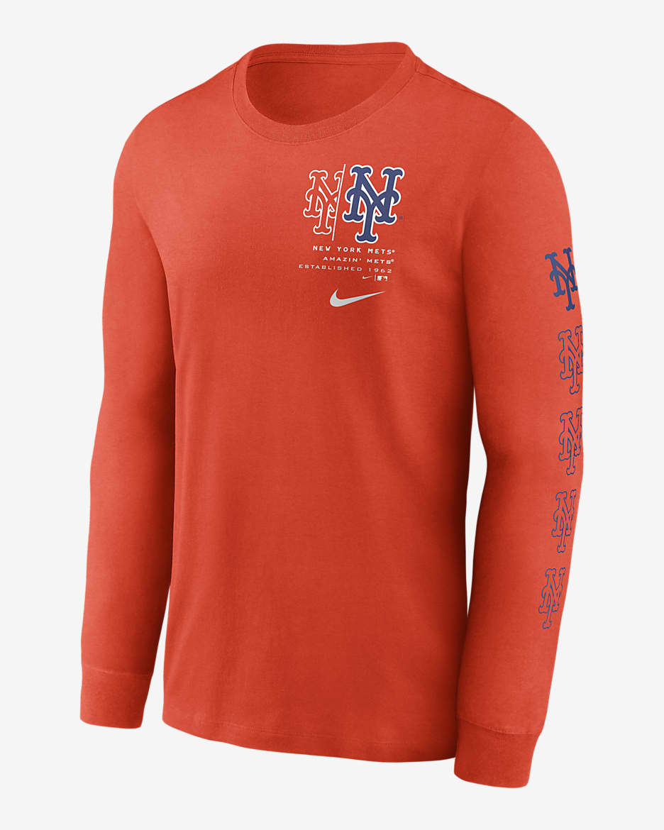 Nike Team Slider (MLB New York Mets) Men's Long-Sleeve T-Shirt - Orange