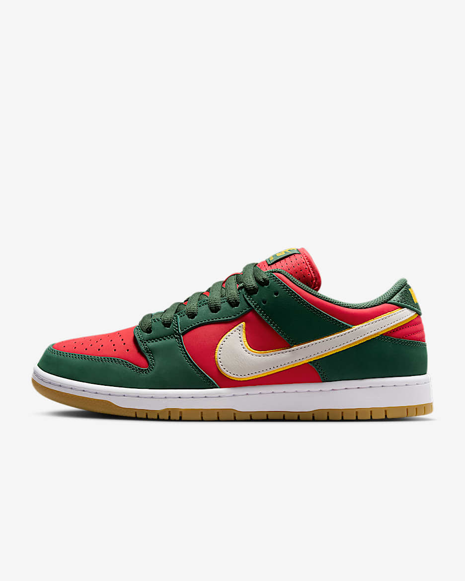 Sapatilhas de skateboard Nike SB Dunk Low Pro Premium - Fir/Dourado University/Vermelho Fire/Branco
