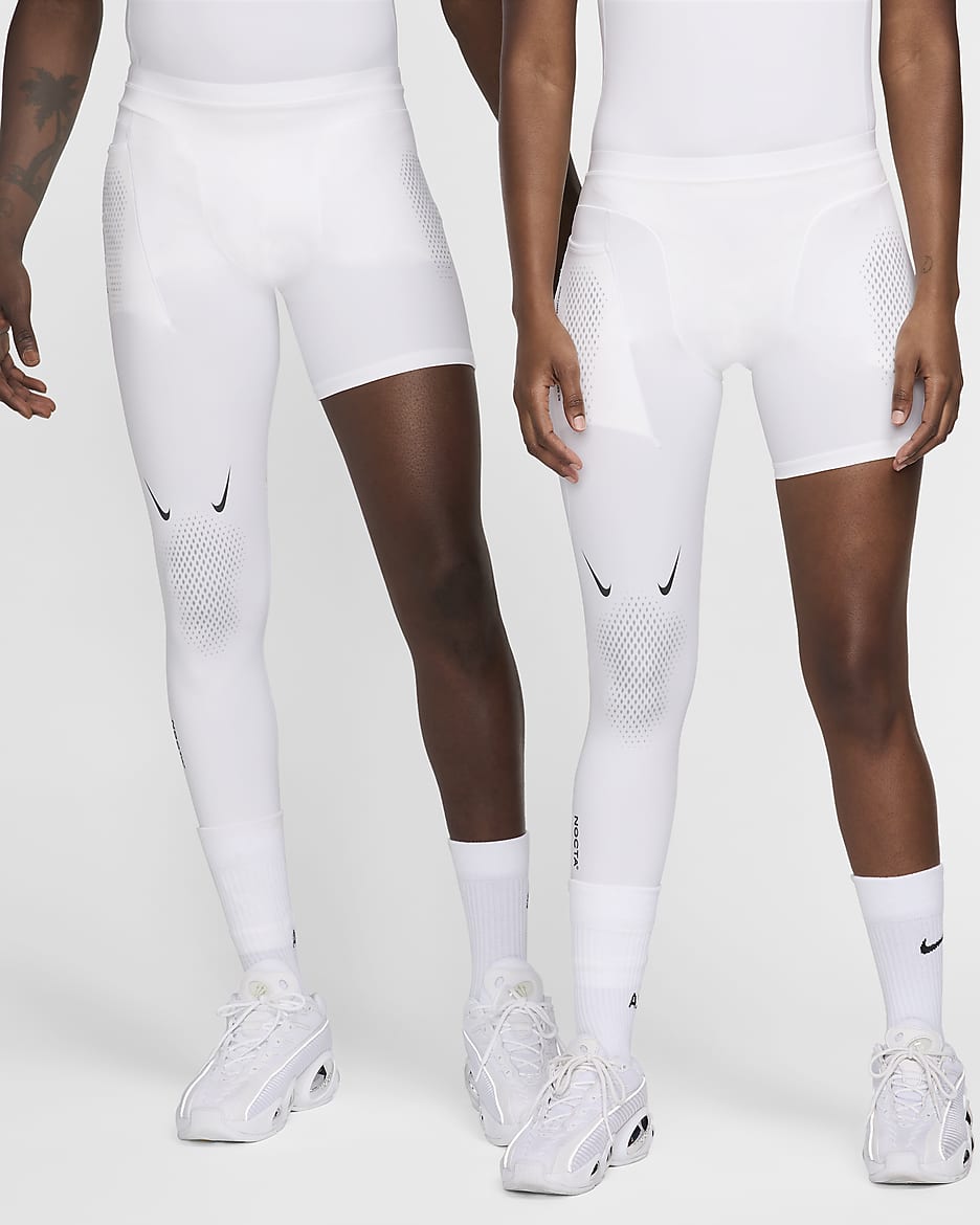 NOCTA Single-Leg-Basketball-Tights für Herren (rechts) - Weiß/Schwarz