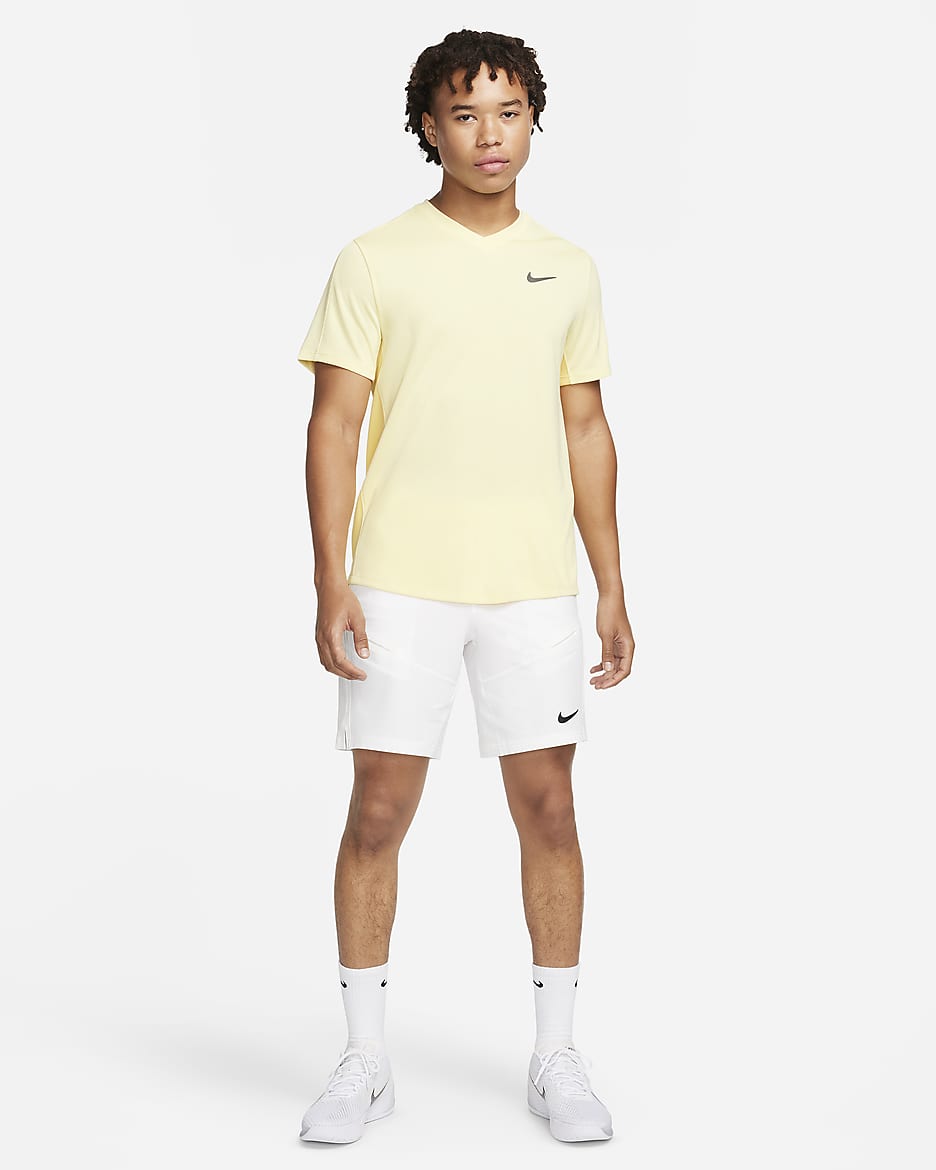 Short de tennis 23 cm NikeCourt Advantage pour homme - Blanc/Blanc/Noir