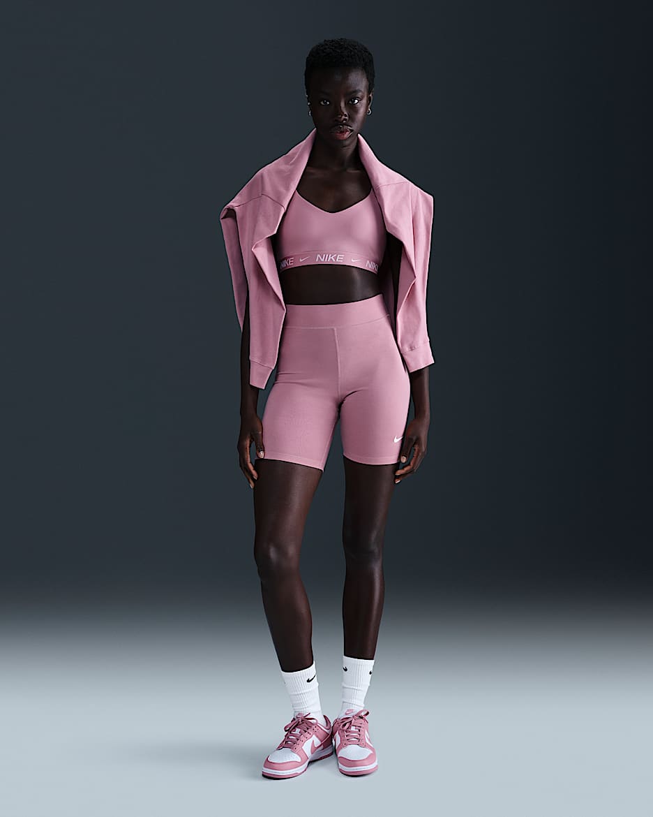 Shorts de ciclismo de tiro alto de 20 cm para mujer Nike Sportswear Classic - Rosa elemental/Vela