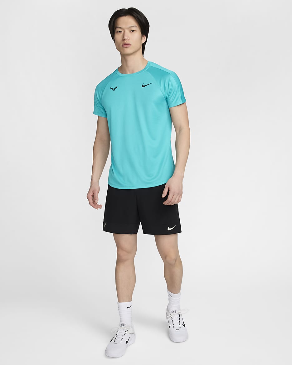 Haut de tennis à manches courtes Nike Dri-FIT Rafa Challenger pour homme - Dusty Cactus/Noir