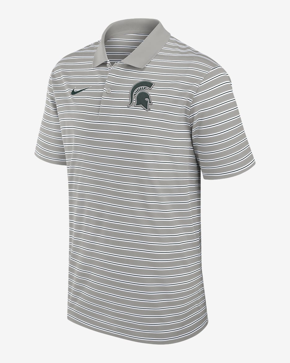 Michigan State Spartans Primetime Victory Striped Men's Nike Dri-FIT College Polo - Pewter