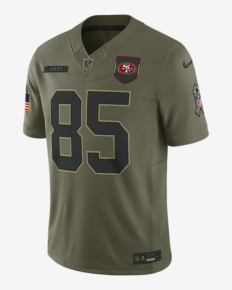 George Kittle San Francisco 49ers Salute to Service Men's Nike Dri-FIT NFL Limited Jersey - Medium Olive