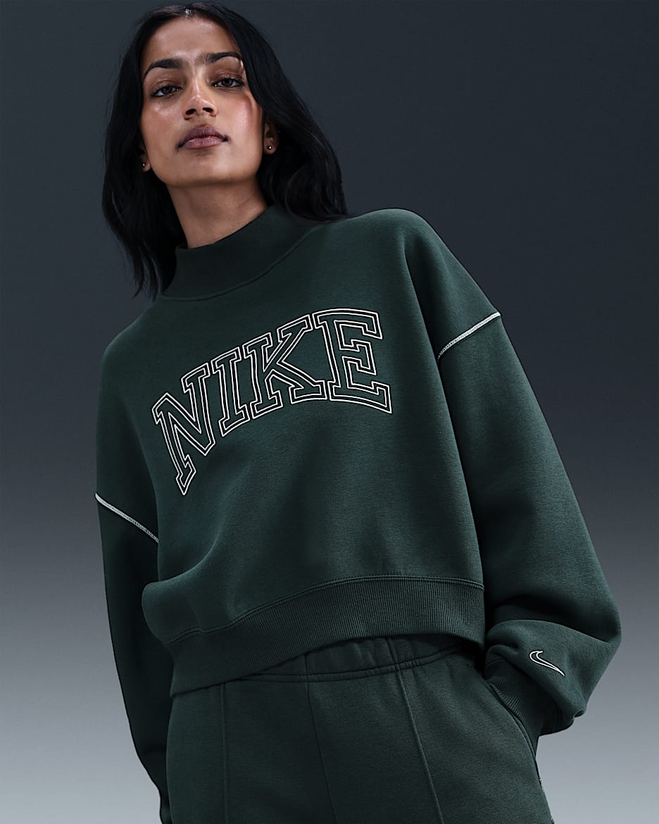 Nike Sportswear Phoenix Fleece Women's Mock-Neck Sweatshirt - Seaweed