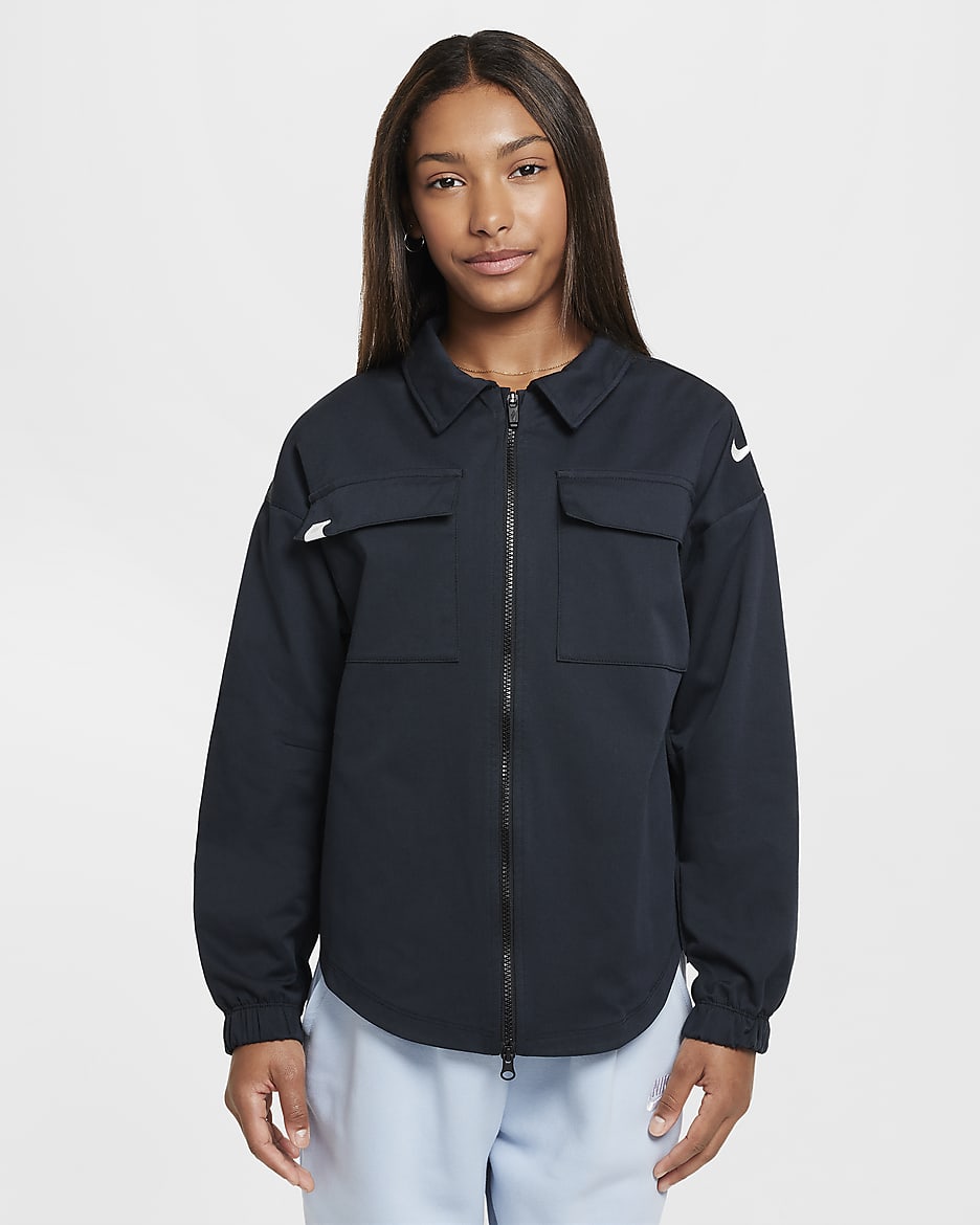 Nike Sportswear Girls' Jacket - Black/Sail