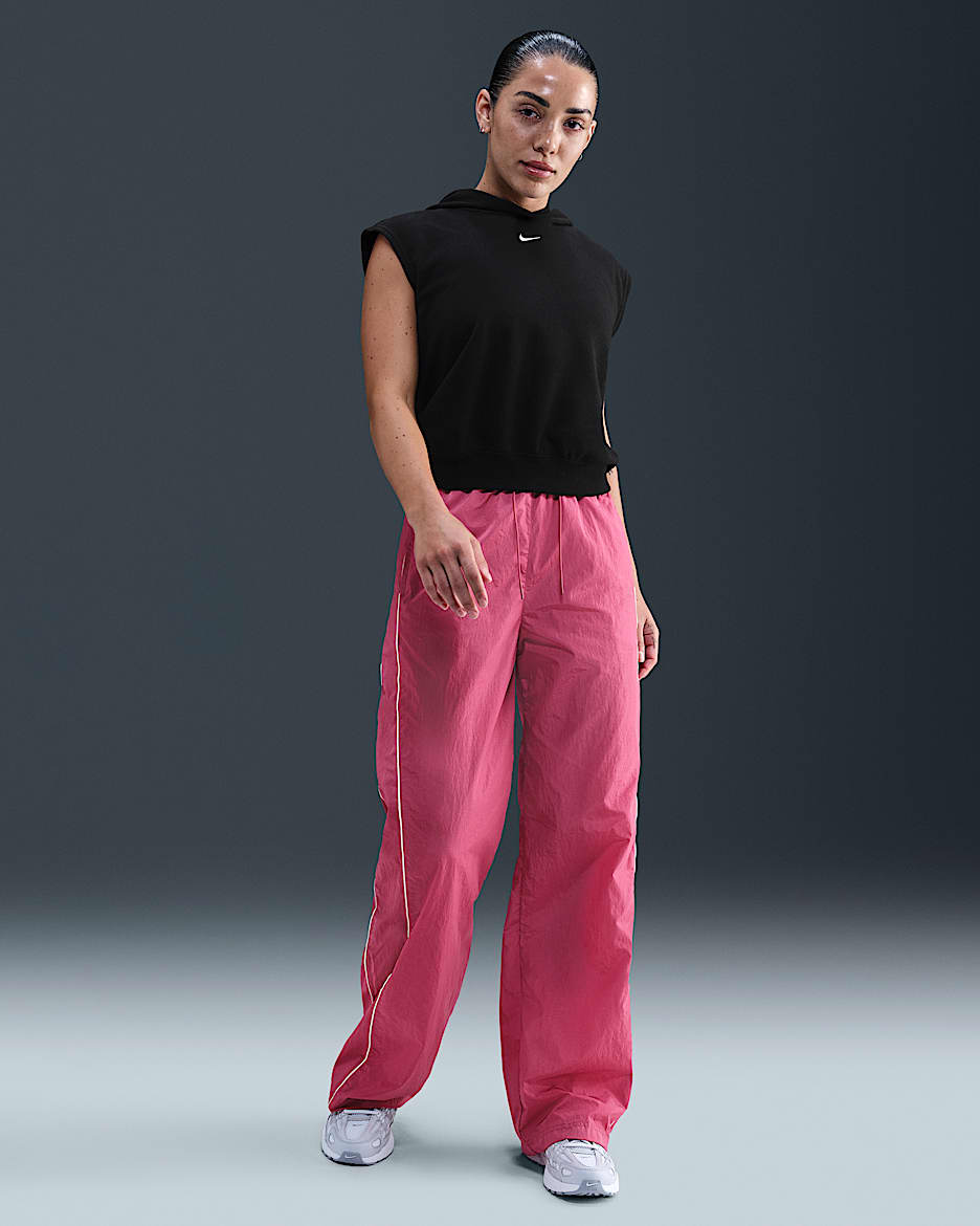 Nike Windrunner Women's High-Waisted Woven Open-Hem Trousers - Sweet Beet/Sail/Sail
