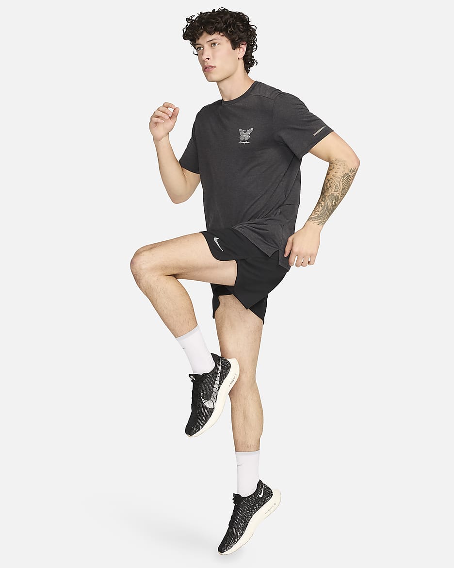 เสื้อวิ่งผู้ชาย Dri-FIT Nike Rise 365 Running Division - ดำ/ดำ/Summit White