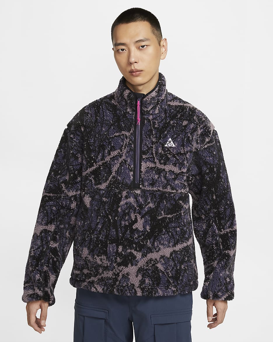 ナイキ ACG "Canwell Glacier" メンズ Therma-FIT ADV 防風 ハーフジップ トップ - ダークレーズン/ブラック/ブラック/サミットホワイト