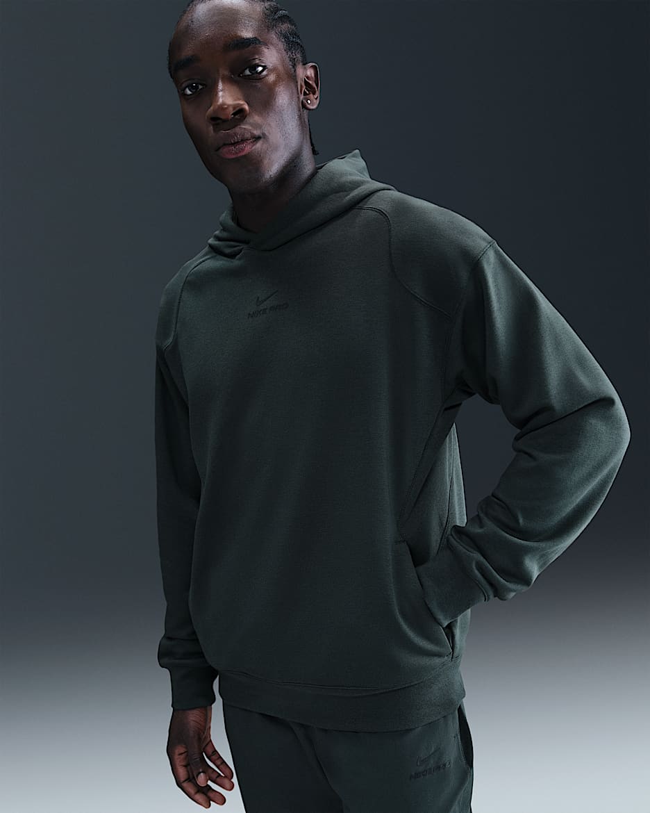 Nike Pro Men's Dri-FIT Mid Layer Training Hoodie - Seaweed/Black