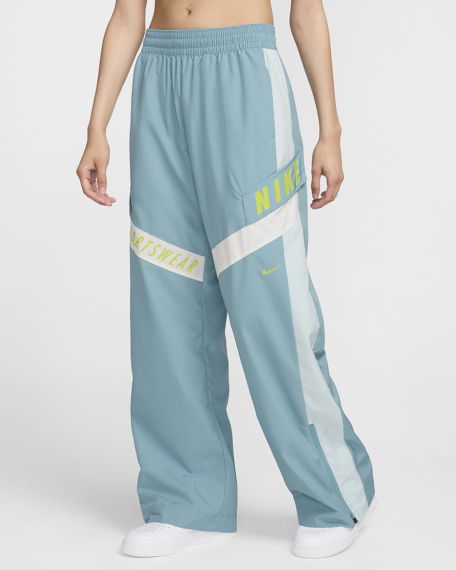 Nike Sportswear Women's High-Waisted Trousers - Denim Turquoise/Glacier Blue/Sail