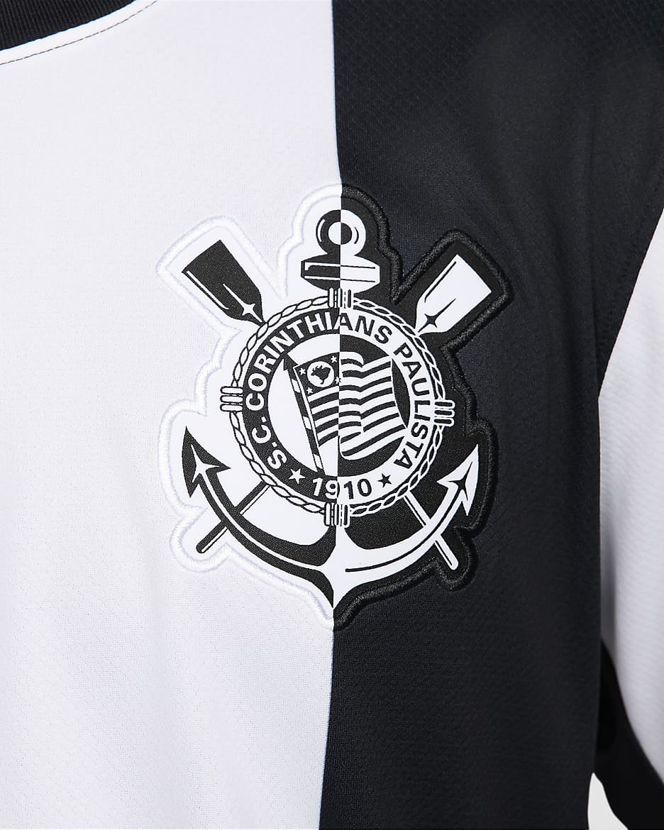 S.C. Męska koszulka piłkarska Nike Dri-FIT Corinthians Stadium 2024/25 (wersja trzecia) – replika - Biel/Czerń