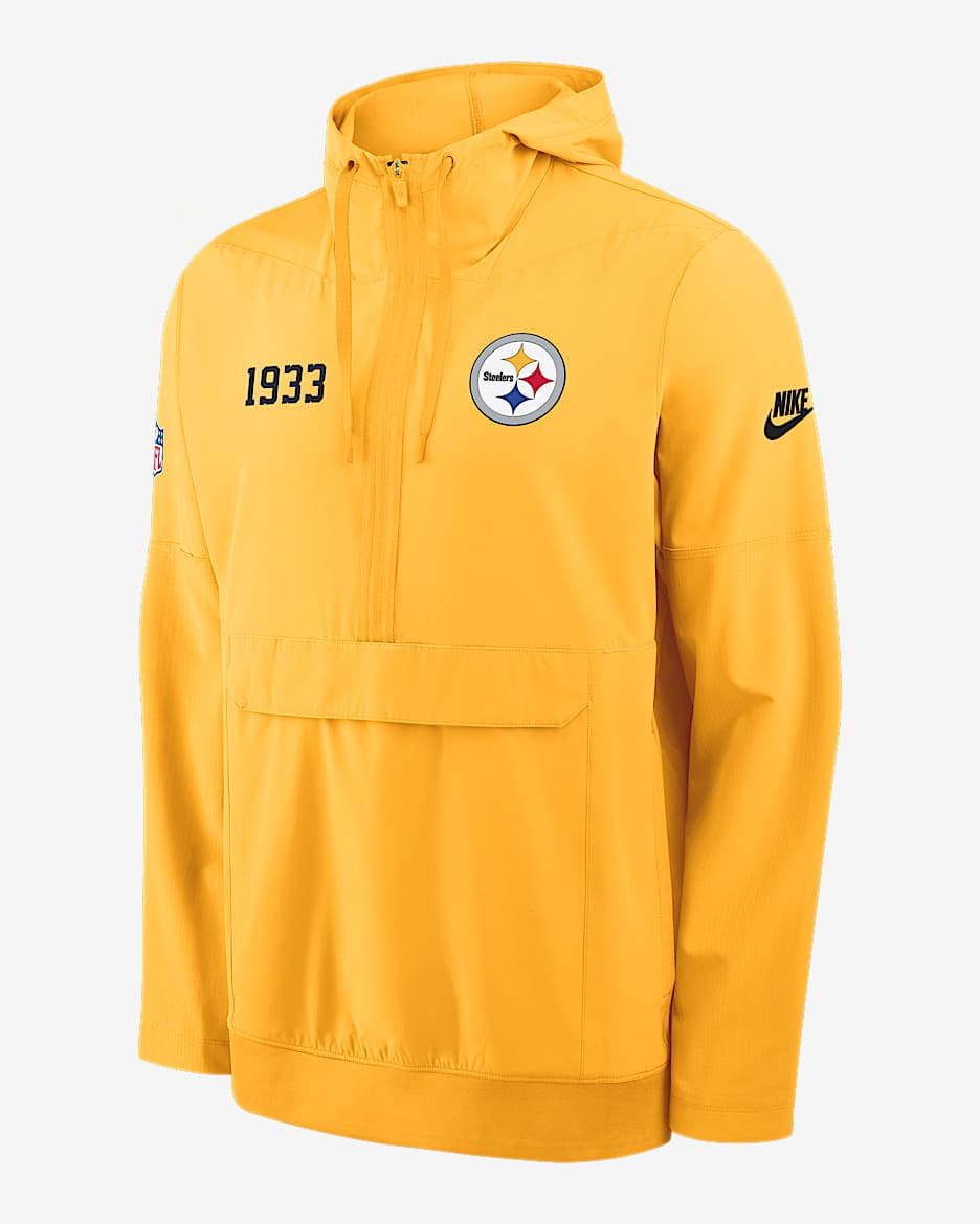 Pittsburgh Steelers Alt Option Route Anorak Men's Nike NFL 1/2-Zip Hooded Jacket - Gold
