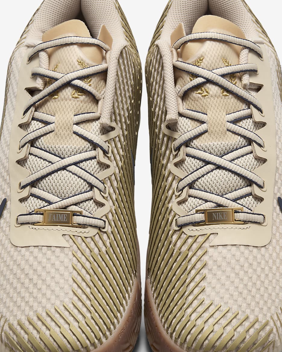 NikeCourt Air Zoom Vapor 11 Premium Men's Clay Court Tennis Shoes - Sand Drift/Thunder Blue/Gum Medium Brown/Metallic Gold