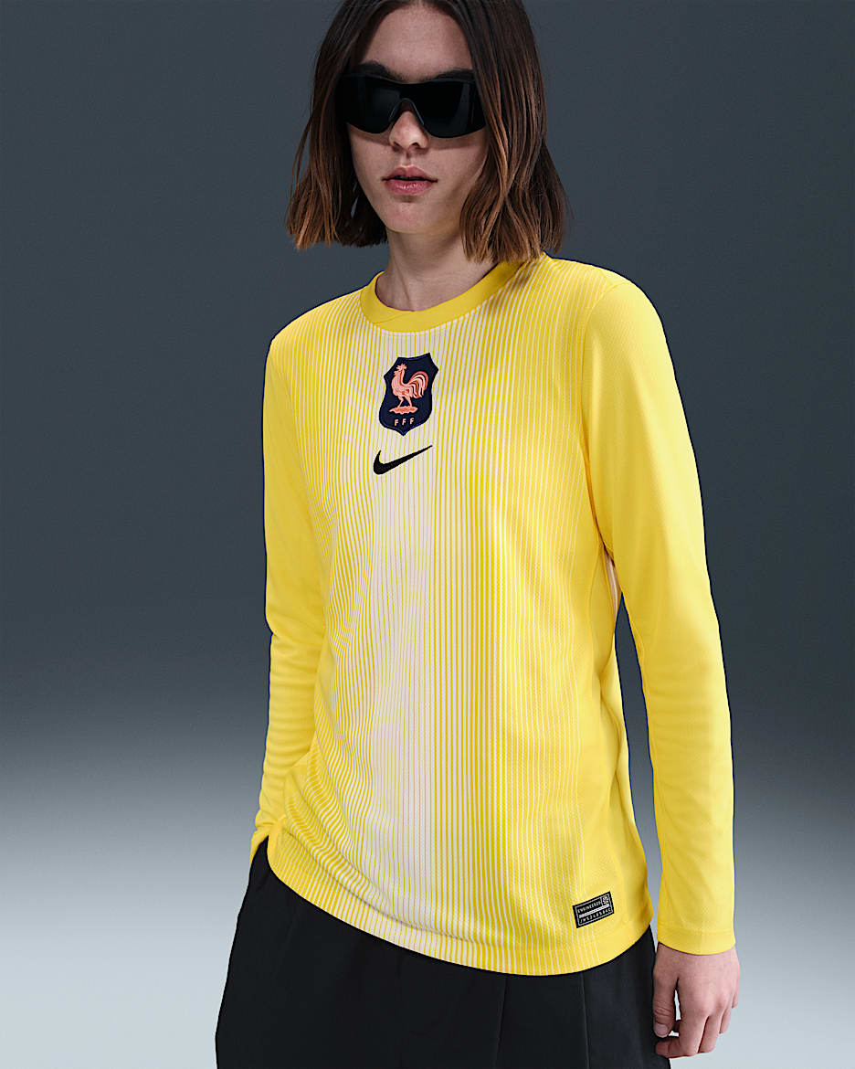 FFF 2025/26 Stadium Goalkeeper Women's Nike Dri-FIT Football Replica Long-Sleeve Shirt - Lightning/Coconut Milk/Black