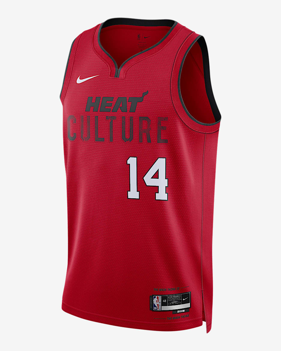 Jersey Nike Dri-FIT de la NBA Swingman para hombre Tyler Herro Miami Heat 2024/25 City Edition - Rojo universitario